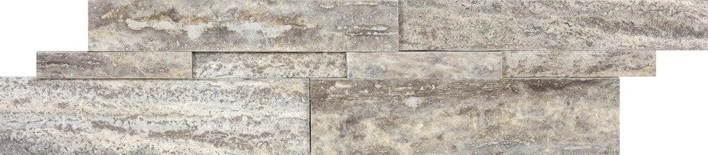 Warm Silver Honed Travertine Ledgestone 6x24