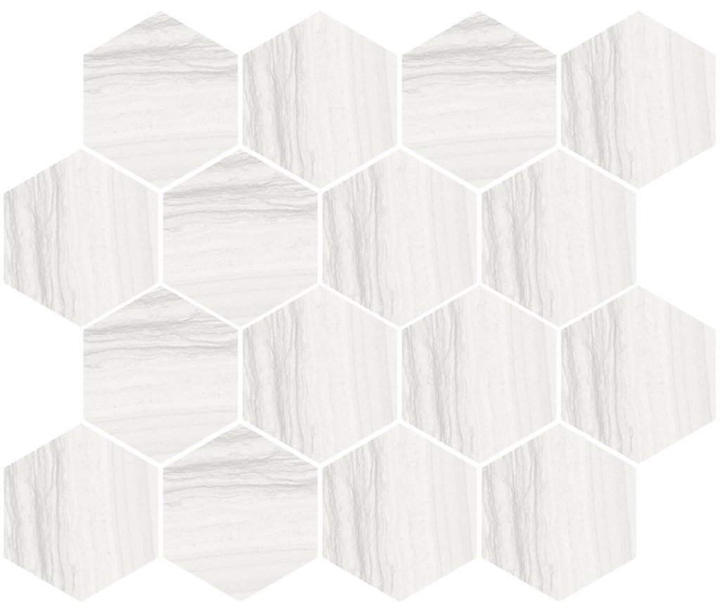 Silver White Hexagon Mosaic Happy Floors